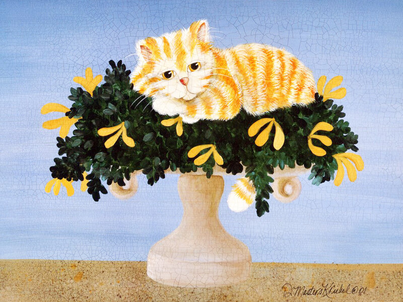 Orange Tabby Cat — Blue, Calm, Illustration
