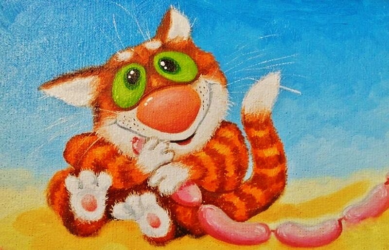 Orange Tabby Cat — Blue, Playful