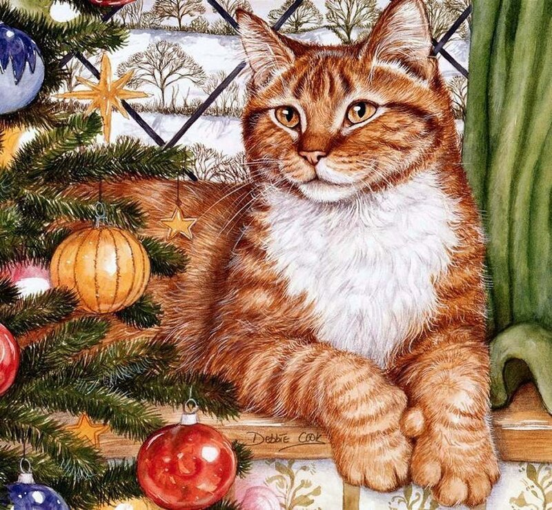Orange Tabby Cat — Brown, Festive