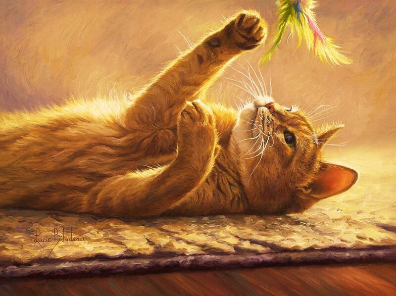 Orange Tabby Cat — Brown, Playful, Painting