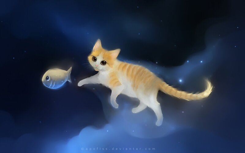 Orange Tabby Kitten — Blue, Serene