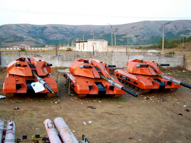 Orange tanks in a yard