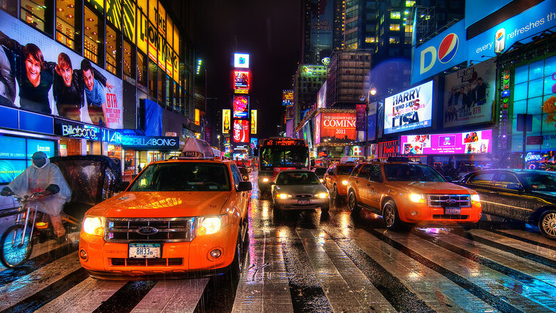 Orange Taxi in City