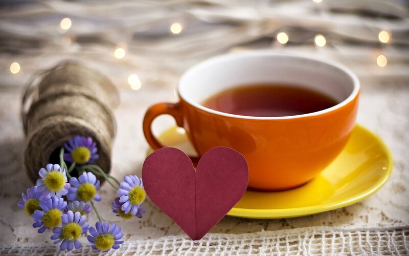 Orange Teacup with Heart