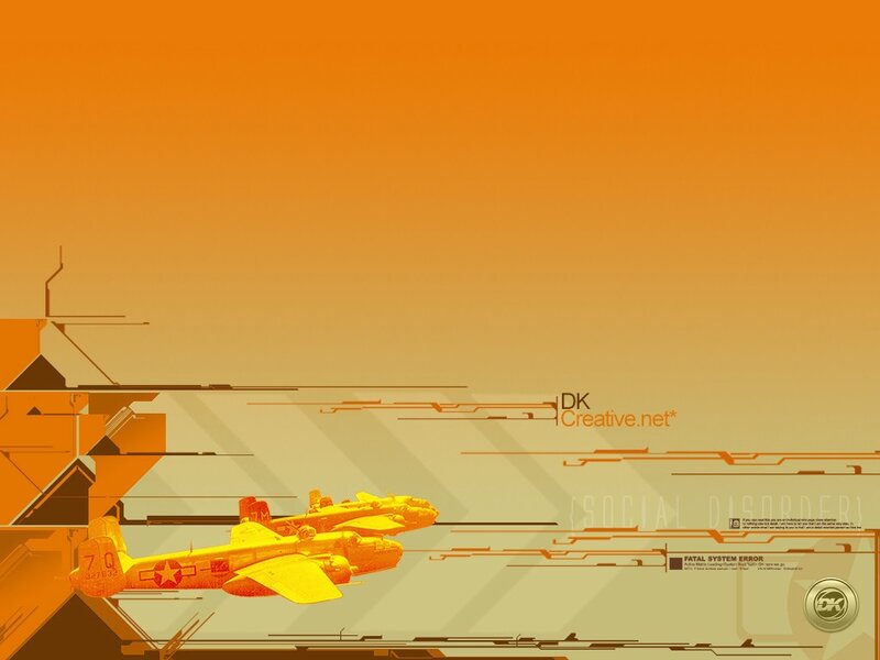 Orange-themed military aircraft wallpaper