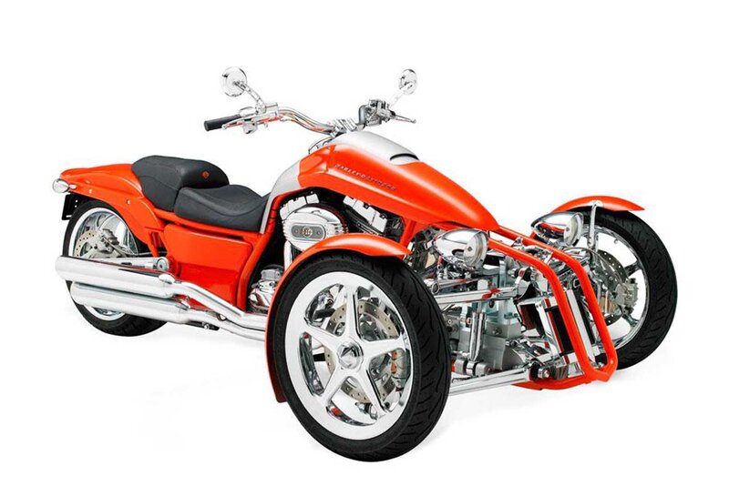 Orange Three-wheeled Motorcycle
