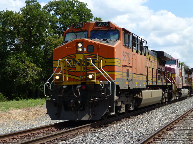 Orange Train Engine — Calm, Afternoon, Photograph