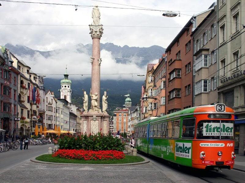 Orange Tram in City
