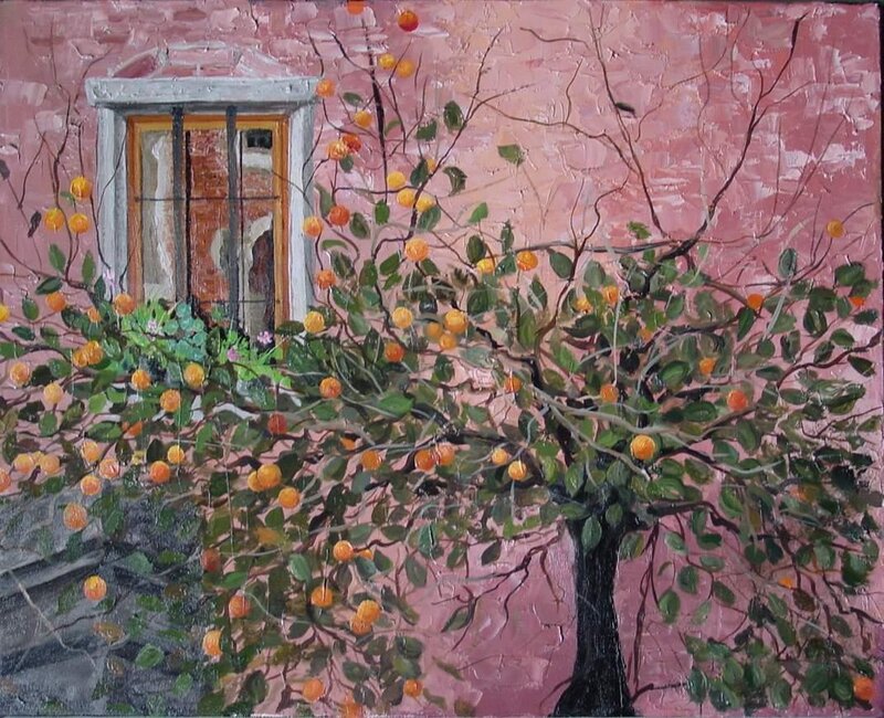 Orange Tree by a Pink Wall
