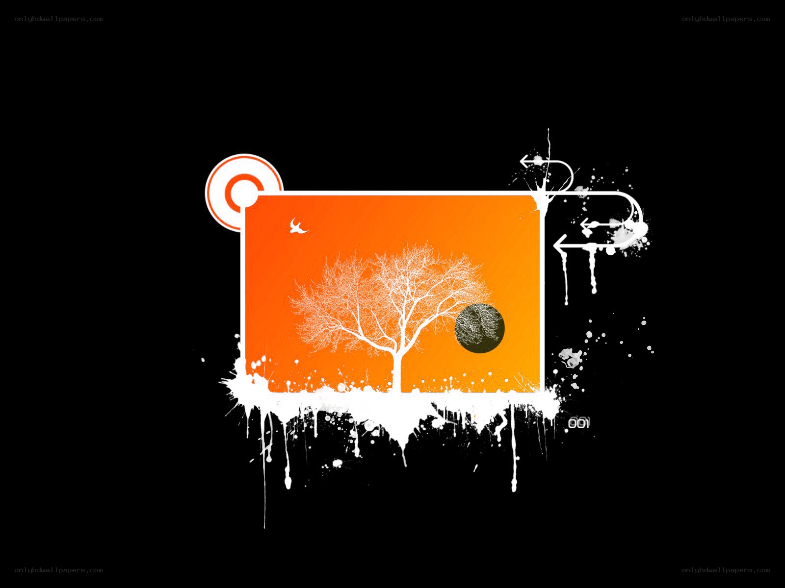 orange tree with white splatter