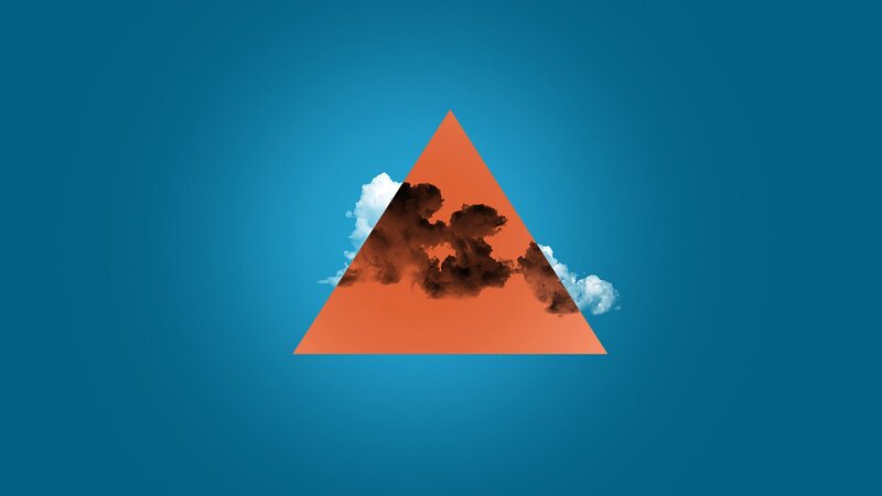 Orange Triangle with Clouds