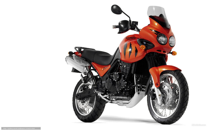 Orange Triumph Tiger Motorcycle — Neutral, Photograph, Windshield