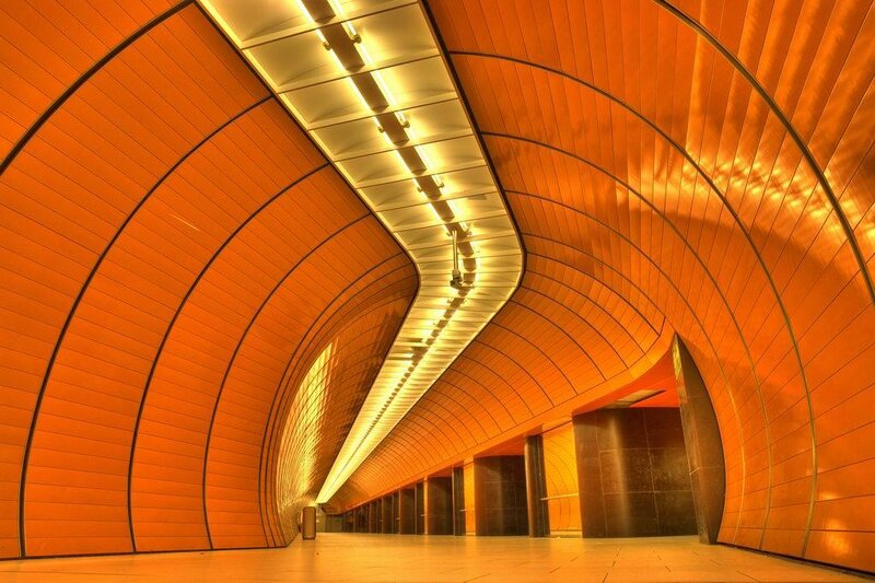 Orange tunnel corridor