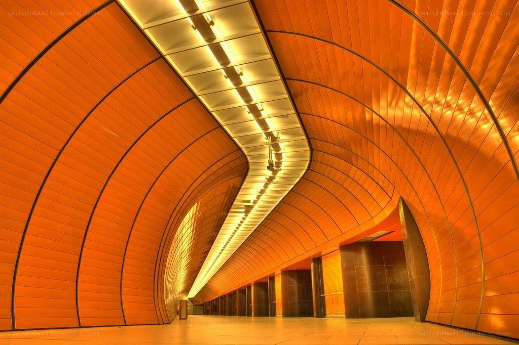 Orange tunnel corridor