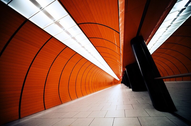 Orange Tunnel Corridor — Dramatic