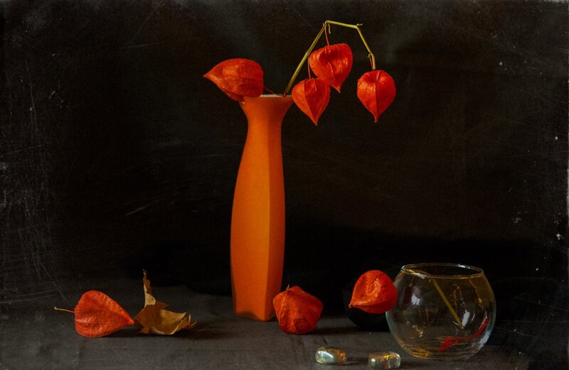 Orange Vase with Lanterns