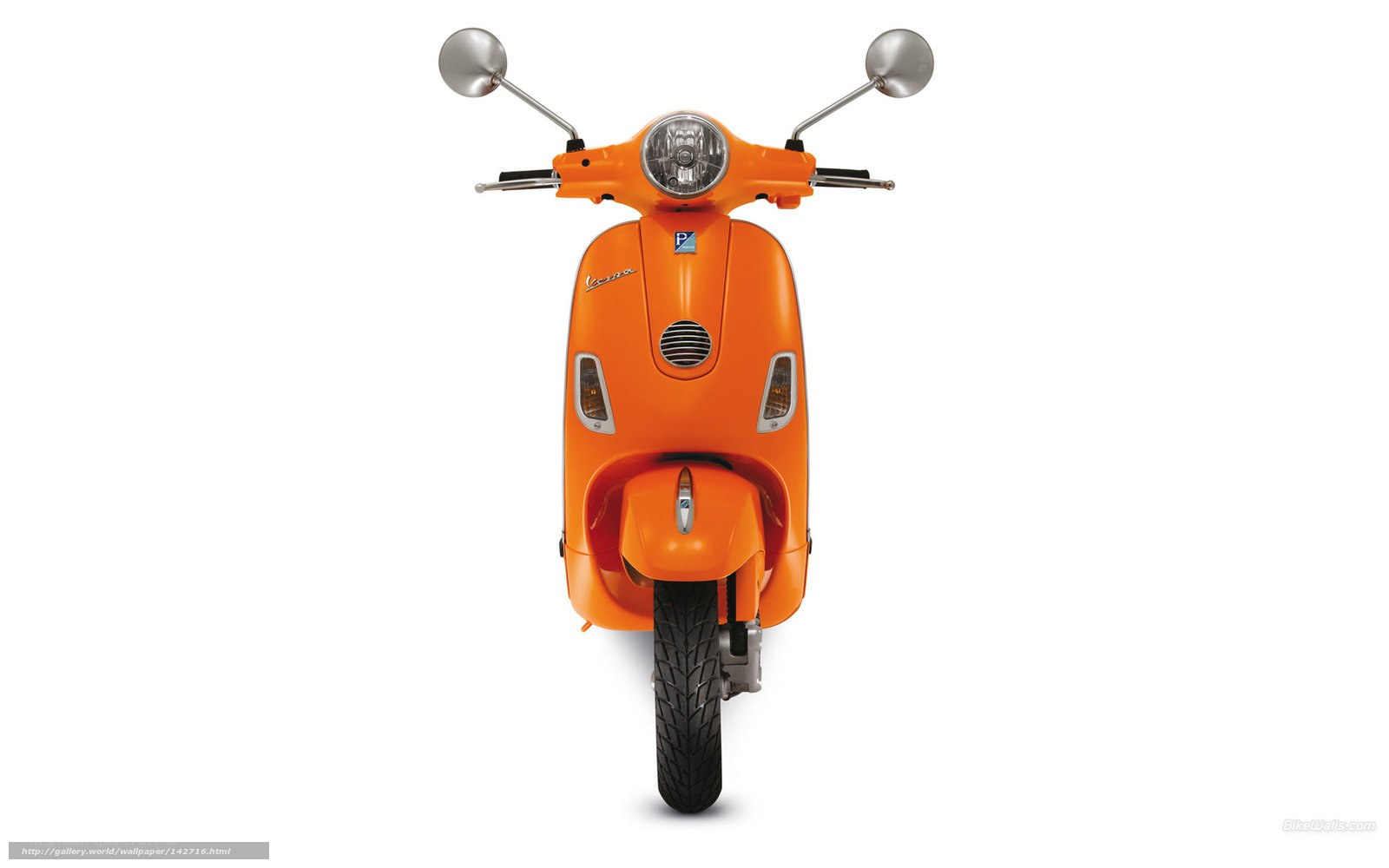 Orange Vespa scooter front view