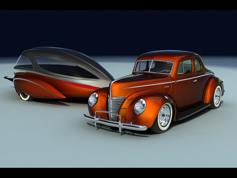 Orange Vintage Car — Dramatic, 3d Render