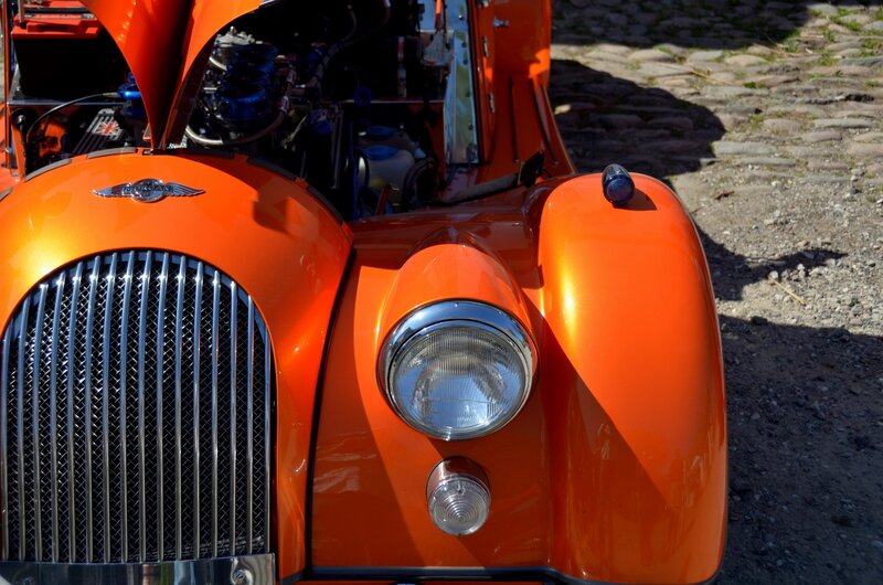 orange vintage car front view