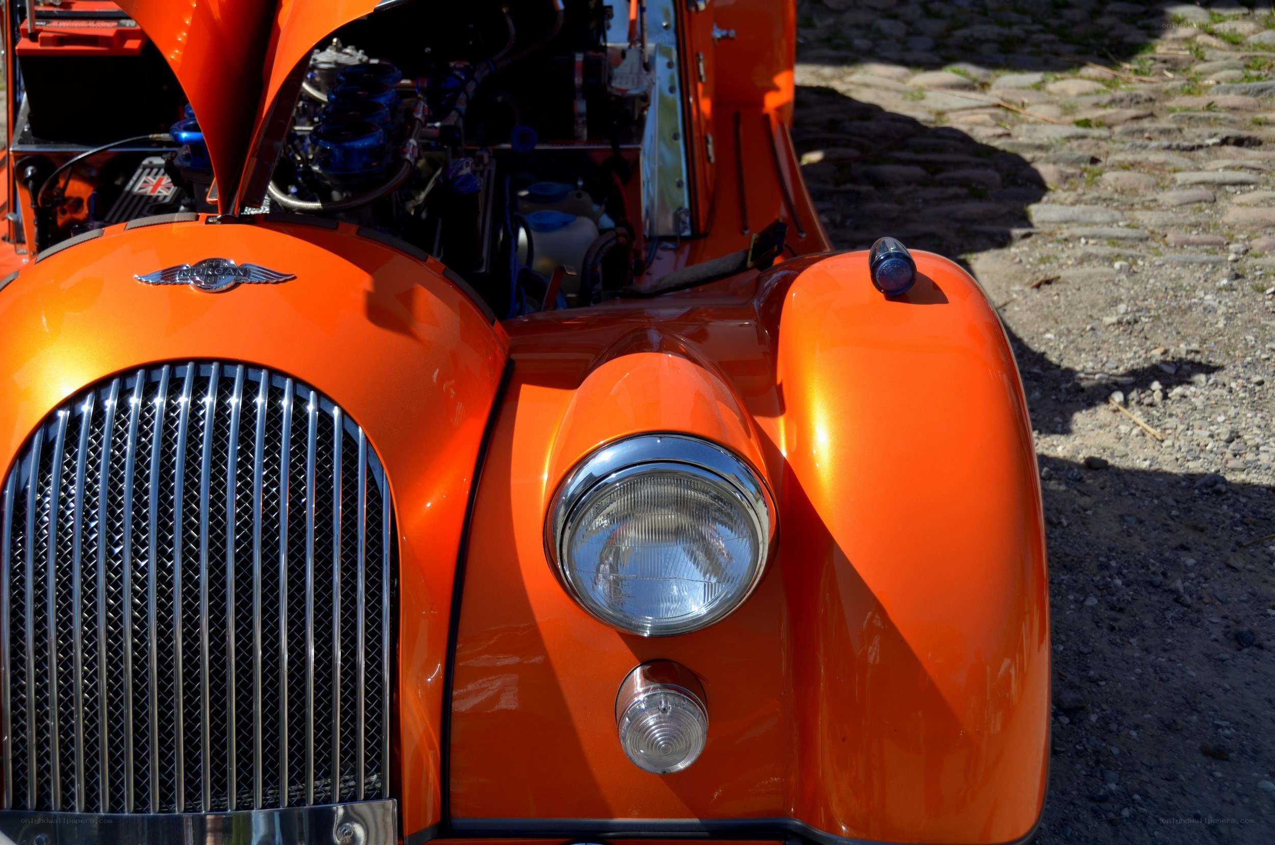 orange vintage car front view