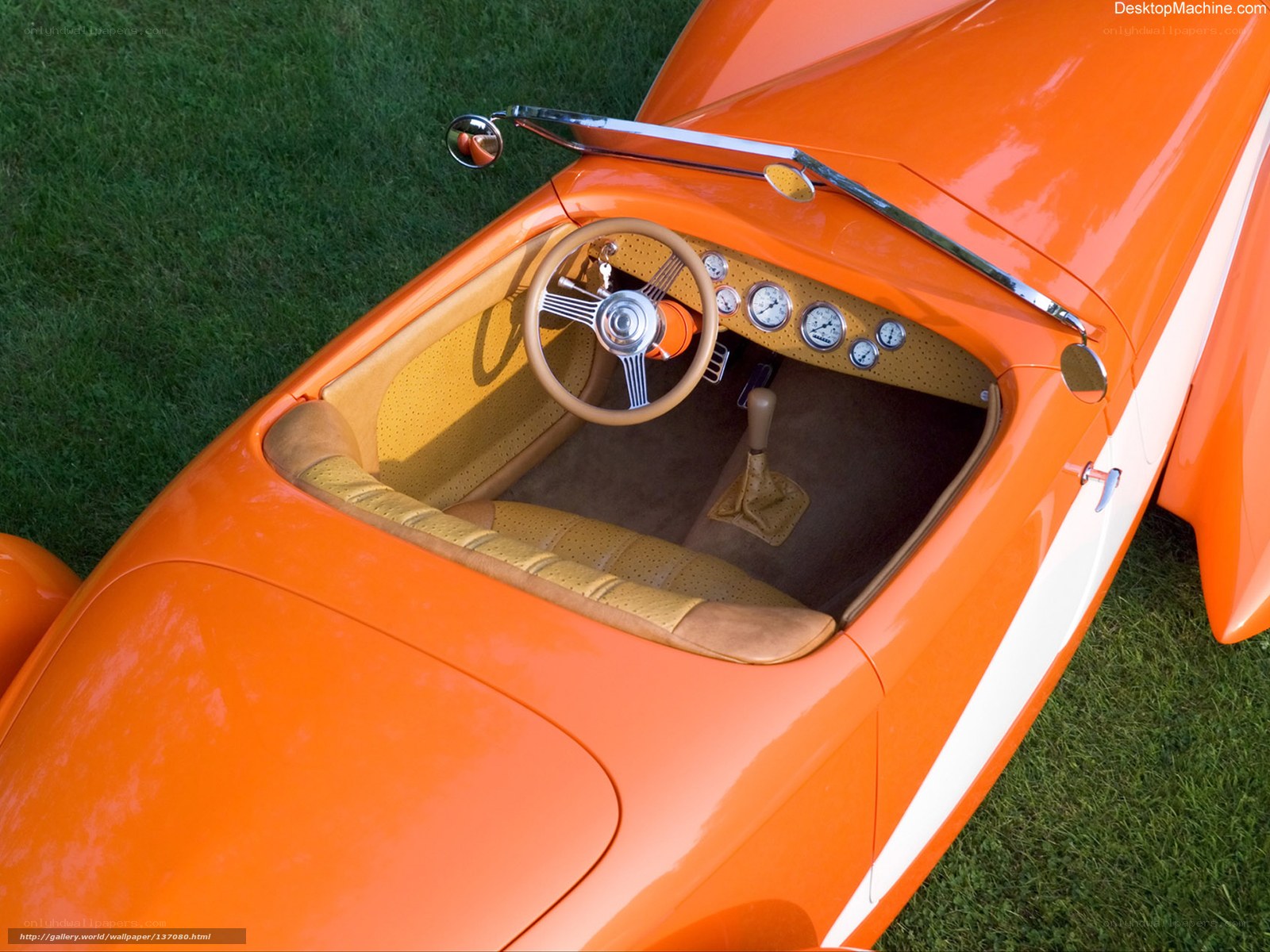 orange vintage car interior