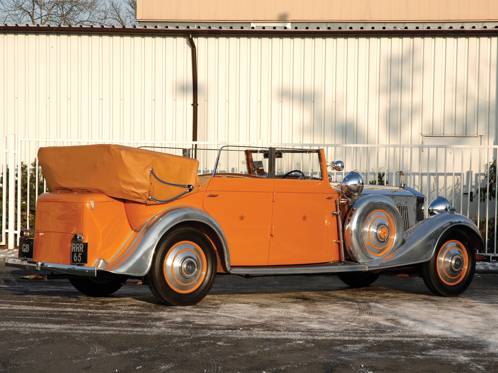 Orange vintage convertible car