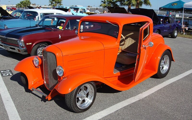 Orange vintage hot rod car