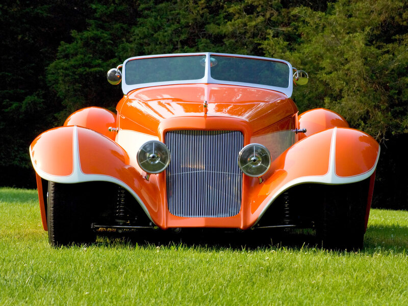 Orange vintage hot rod car