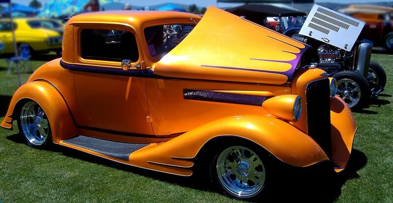 Orange vintage hot rod car