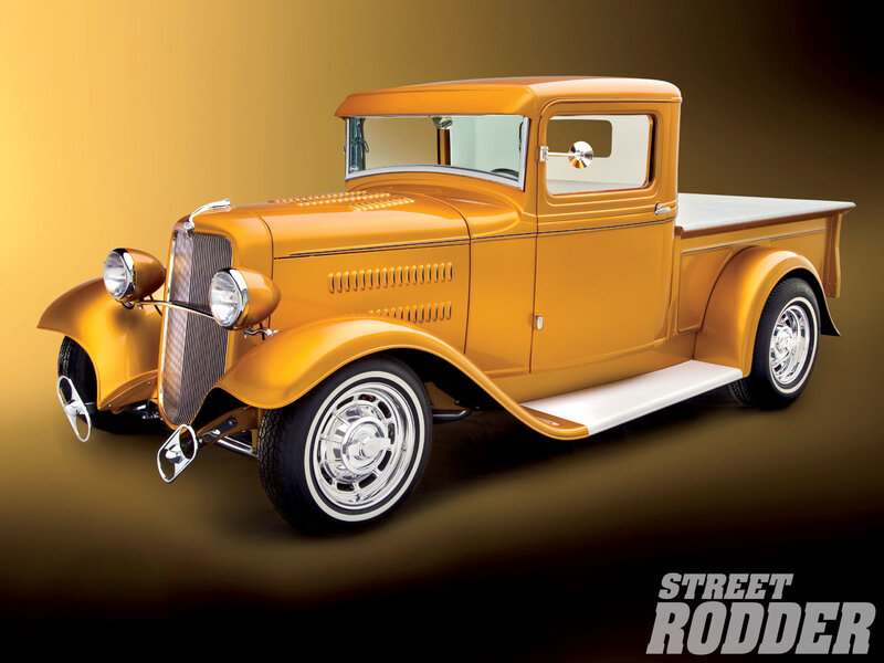 Orange Vintage Pickup Truck — Gold