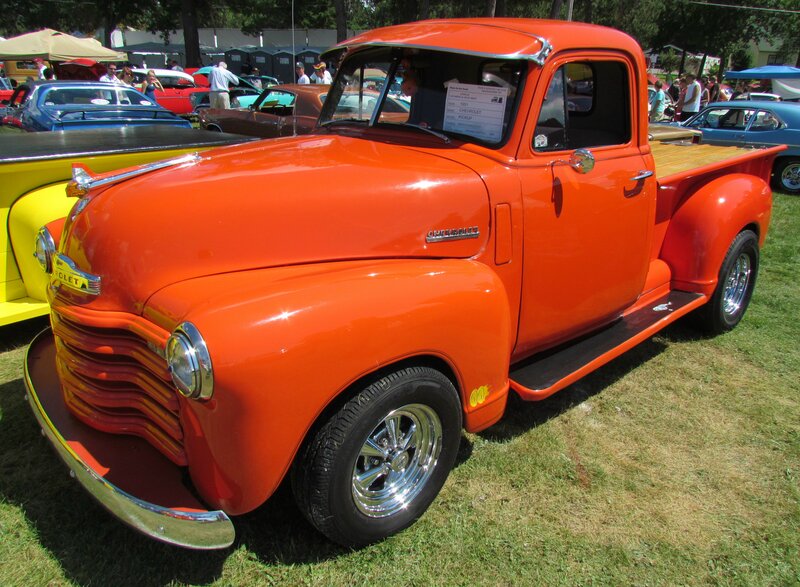 Orange Vintage Pickup Truck — Outdoor, Afternoon