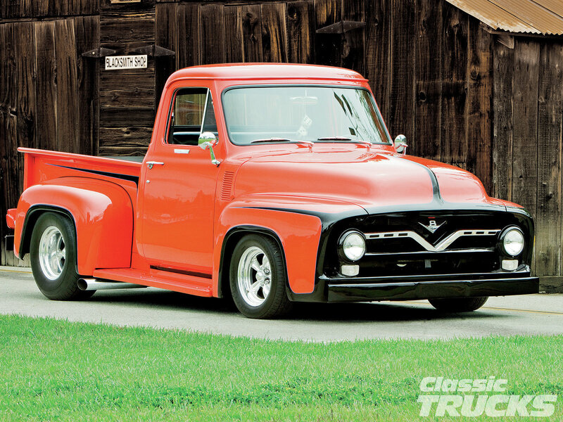 Orange Vintage Pickup Truck — Red