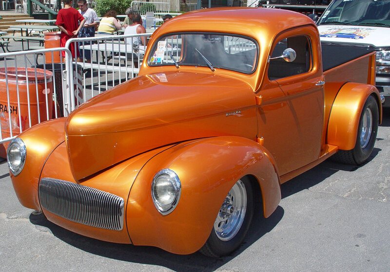 Orange vintage pickup truck