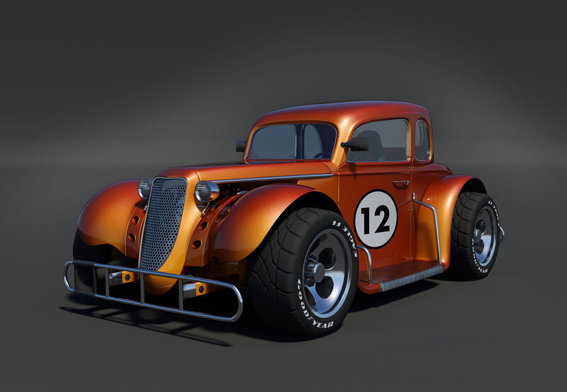 Orange Vintage Race Car — Dramatic