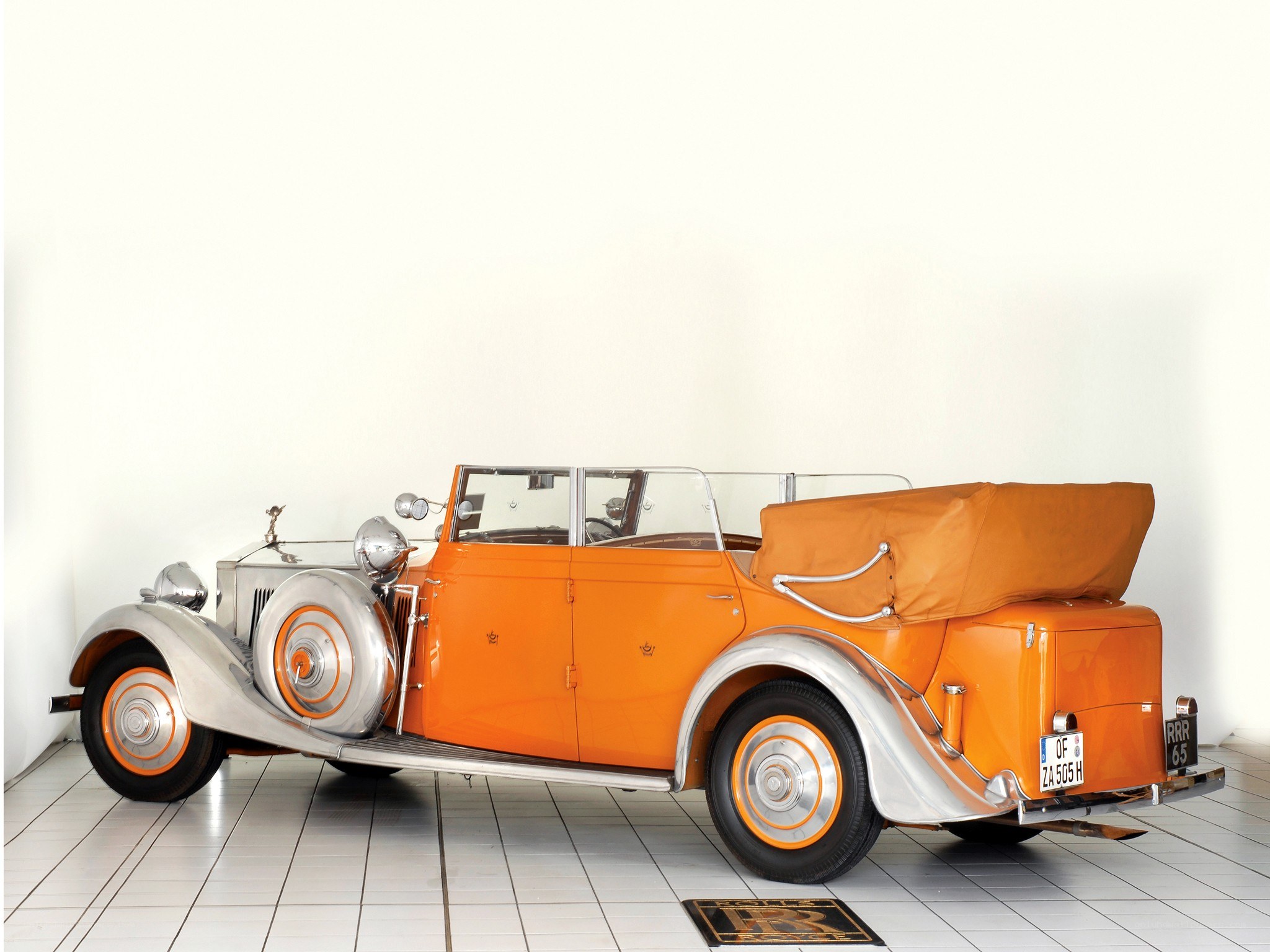 Orange vintage Rolls-Royce car