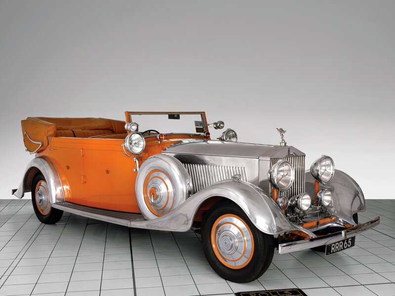 Orange vintage Rolls-Royce convertible