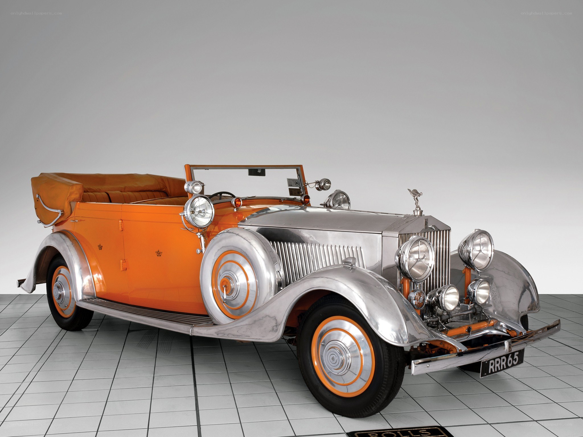 Orange vintage Rolls-Royce convertible
