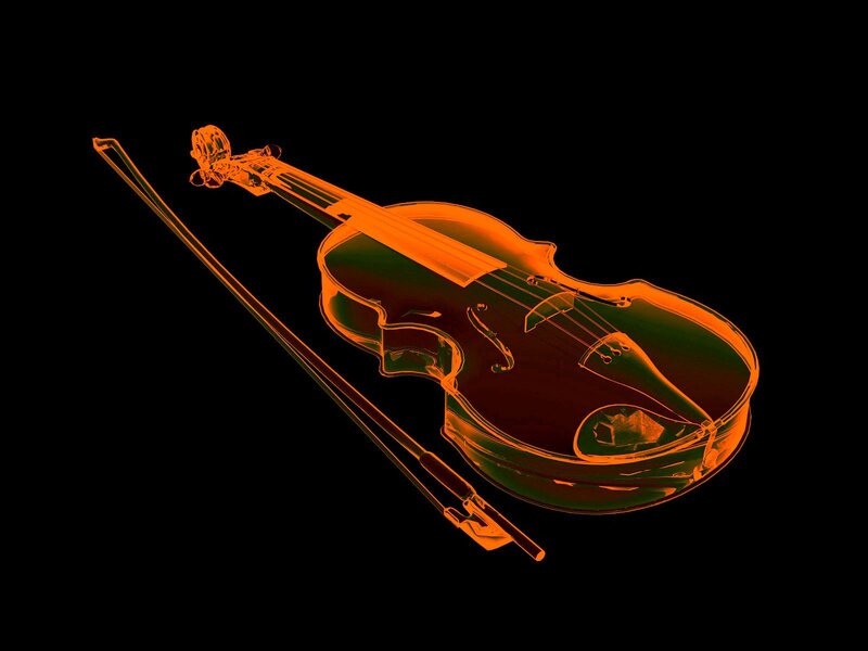 orange violin and bow