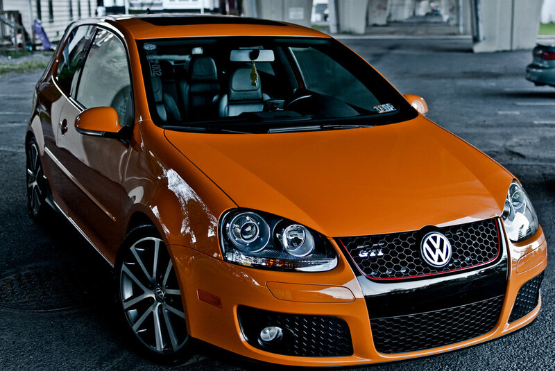 Orange Volkswagen GTI car