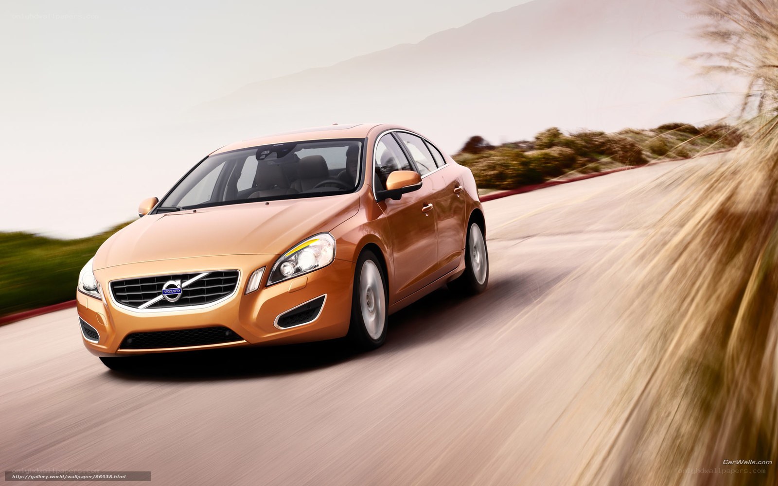 orange volvo on winding road