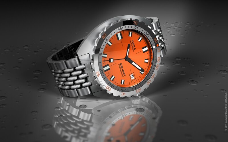 Orange Watch on Wet Surface