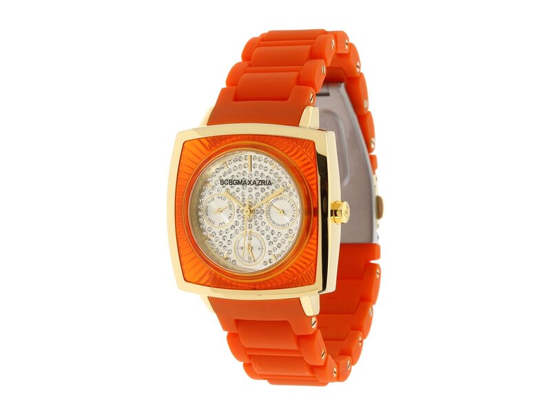 orange watch with crystals