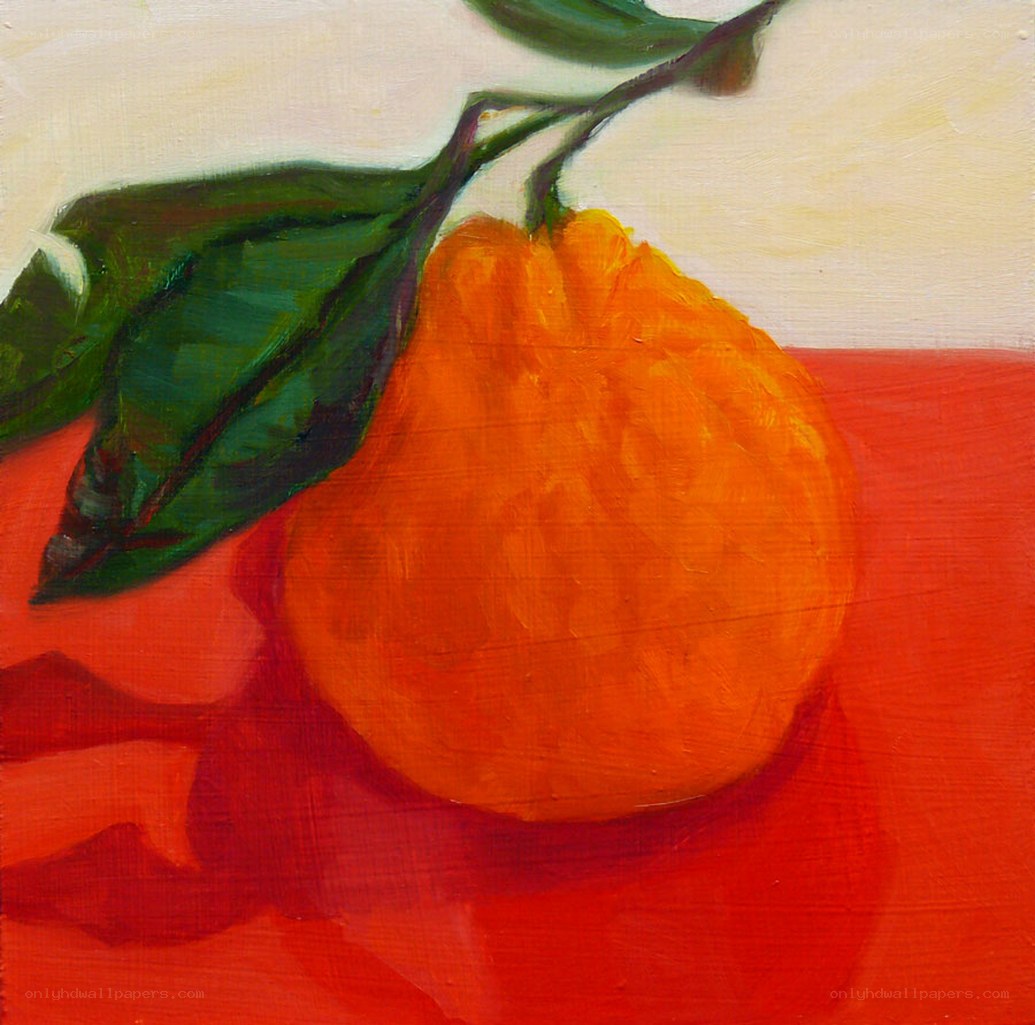 orange with green leaves