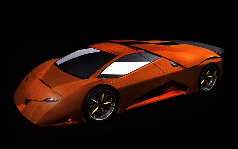 Orange Wooden Sports Car