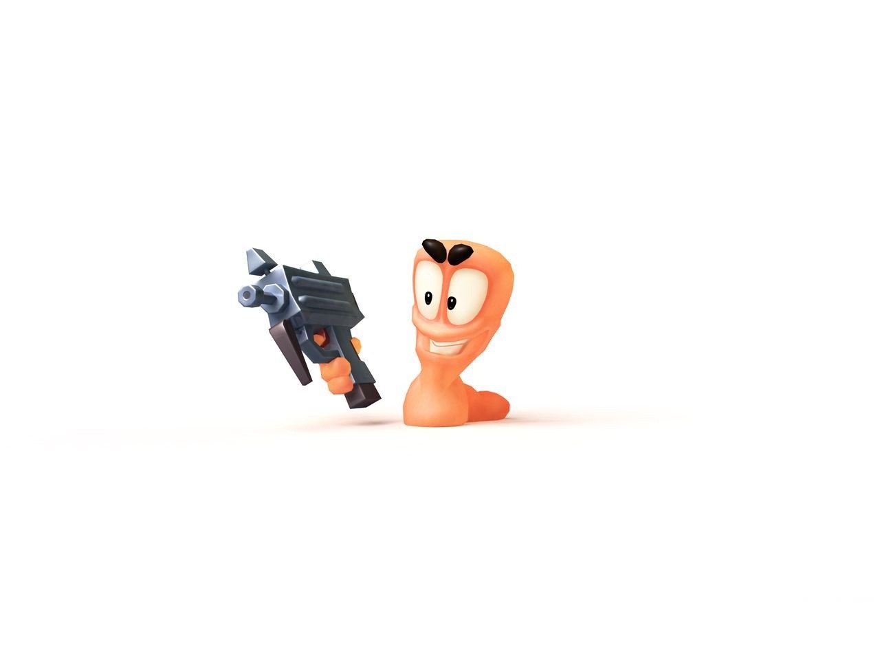 orange worm with gun