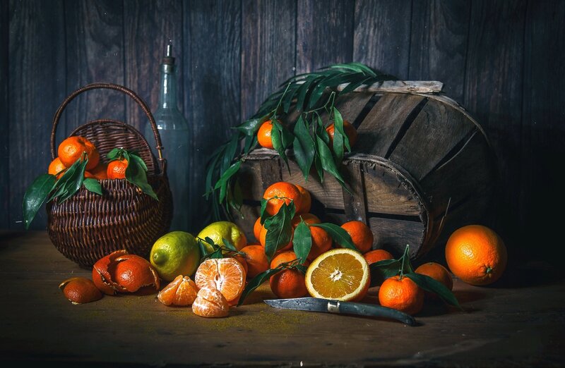 Oranges and Lemons on Table