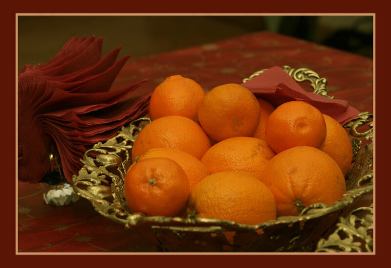 Oranges in a decorative bowl