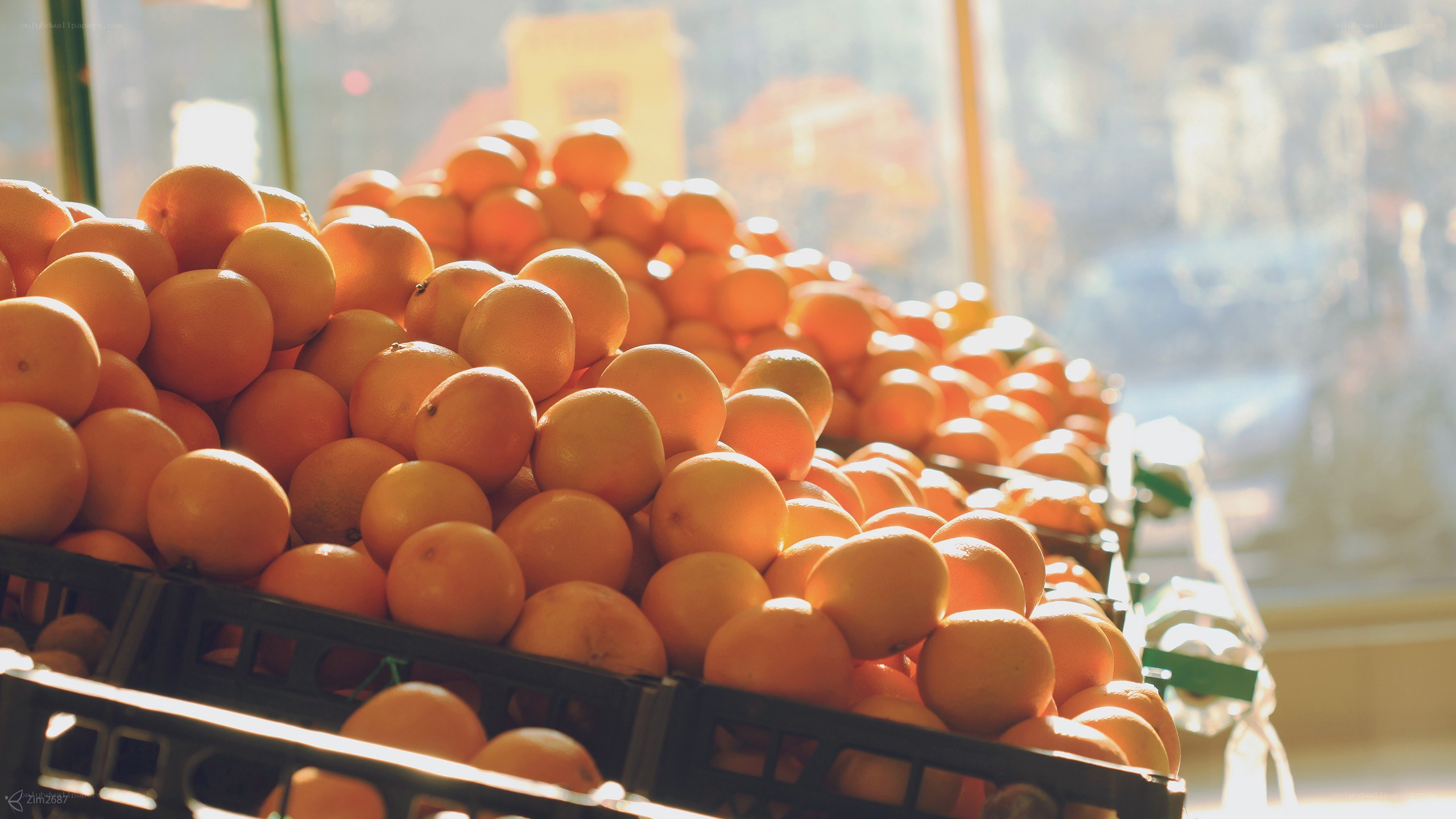 Oranges in a market display