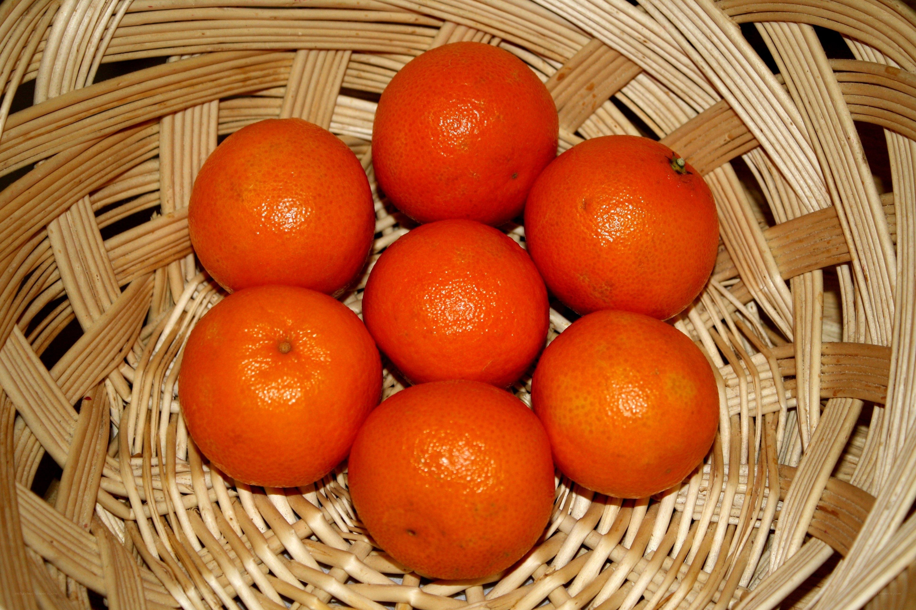 oranges in a wicker basket
