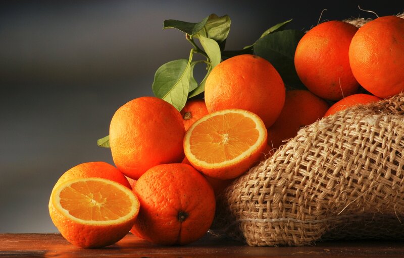 Oranges in Burlap Sack